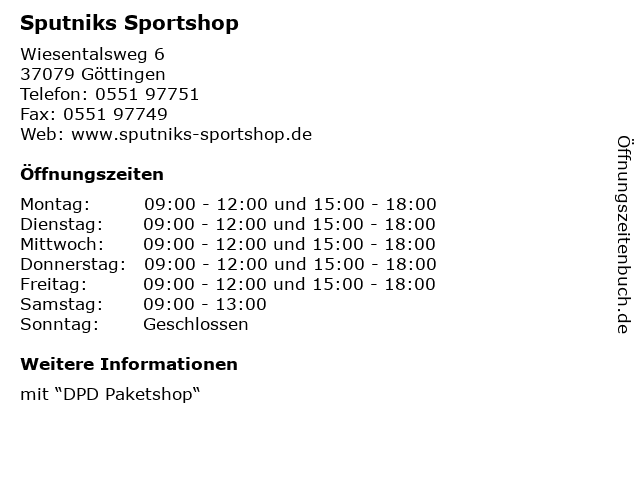 ᐅ Öffnungszeiten „Sputniks Sportshop“ | Wiesentalsweg 6 in ᐅ Öffnungszeiten „Sputniks Sportshop“ | Wiesentalsweg 6 in